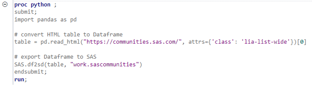SAS Toolbox: Code PYTHON