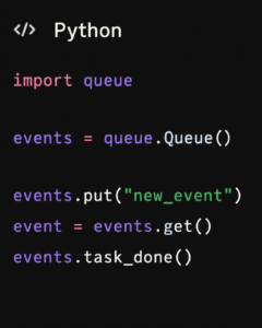 Python-Codebeispiel für eine thread-sichere Queue mit queue.Queue, put(), get() und task_done().